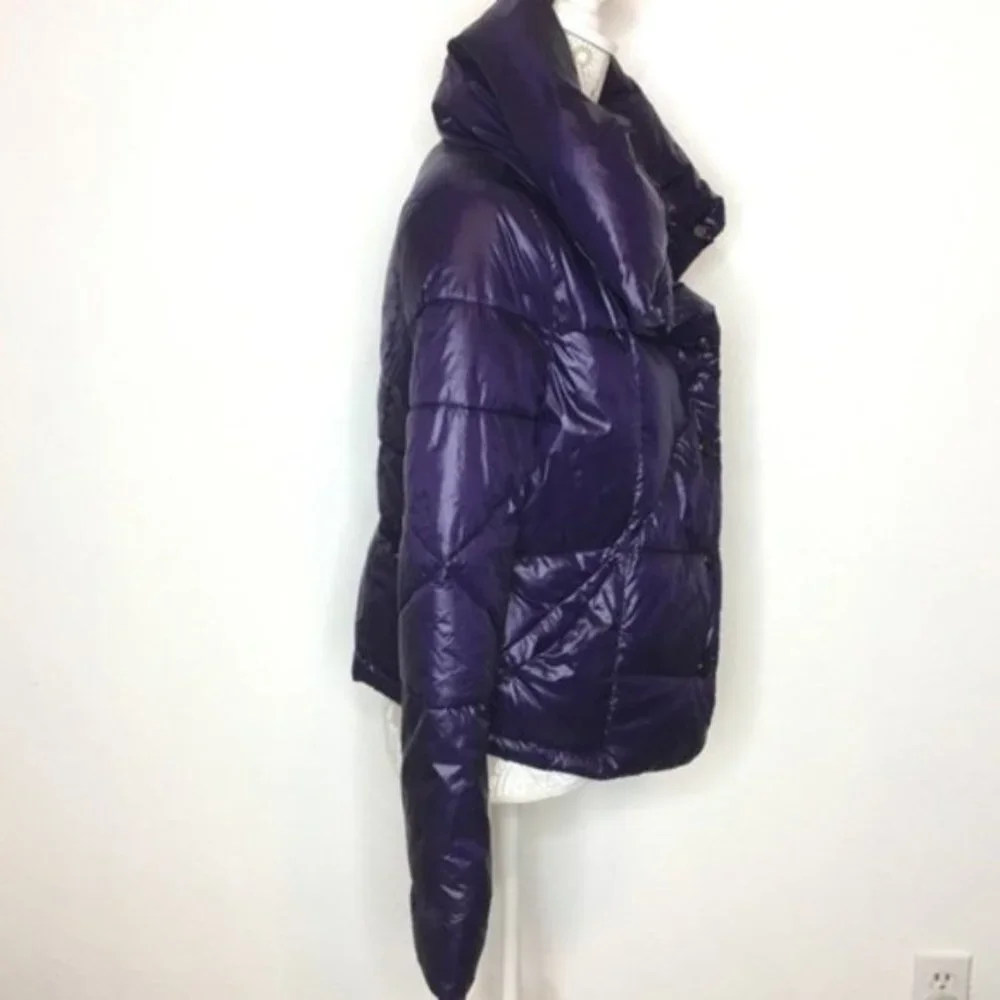 KENNETH COLE ASYMMETRICAL PUFFER JACKET XS Purple - Picture 3 of 6